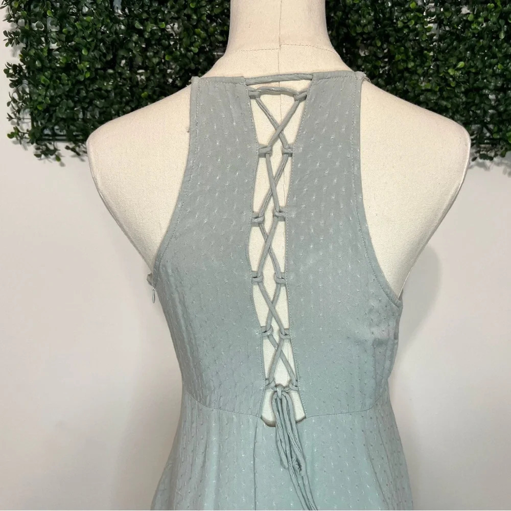 Lulus Twist and Twirl Dusty Sage Faux Wrap Dress Size Medium - Picture 3 of 9